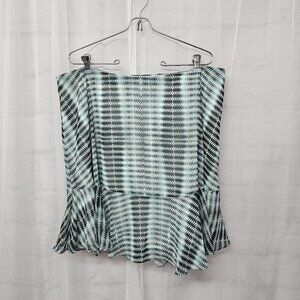NWT Worthington Blue Gray Mini Skirt Psychedelic Geometric Peplum 18